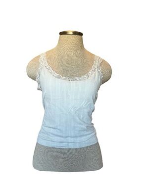 Coquette Wild Skye White Ribbed Lace Trim Stretch Camisole Women’s L/XL